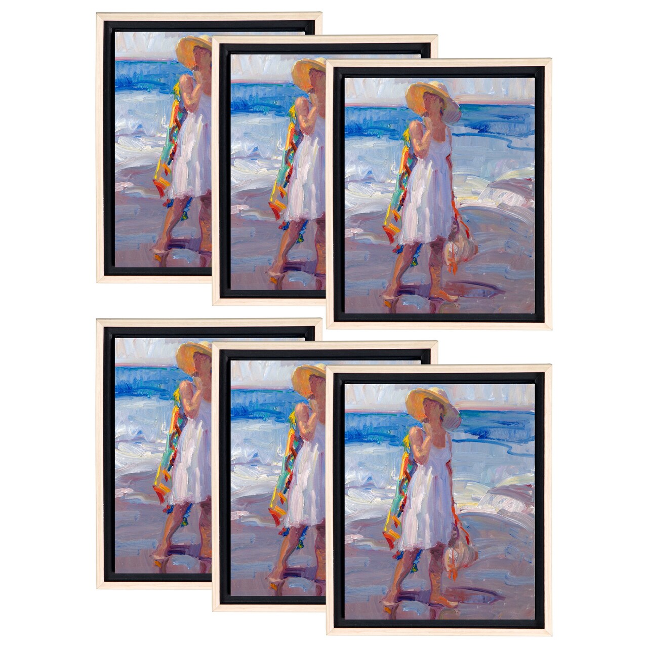 Creative Mark Illusions Floater Frame For 3/4" Deep Canvases - Natural - Set of 6 - For Galleries & Home Decor - Wood Float Frame for Canvas Paintings- Complete Hanging Hardware